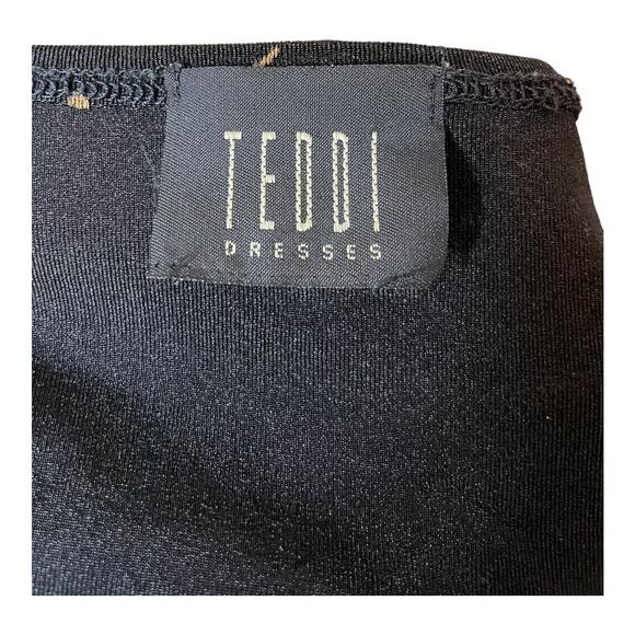 Teddi black floral crew neck short sleeves top size large - Picture 3 of 5